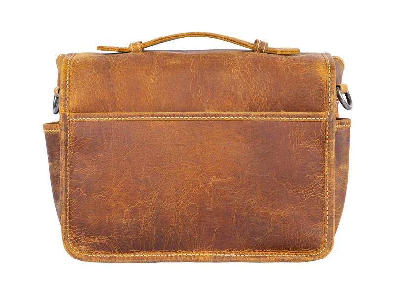 Alpenleder Kamera-Tasche Presse Beige Umhängetasche aus Echtleder