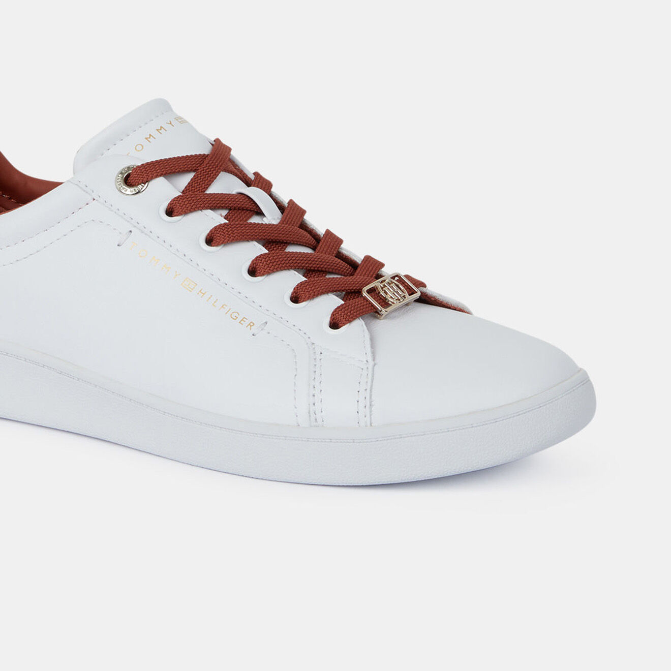 Tommy Hilfiger Baskets en Cuir Court blanc/cuivre