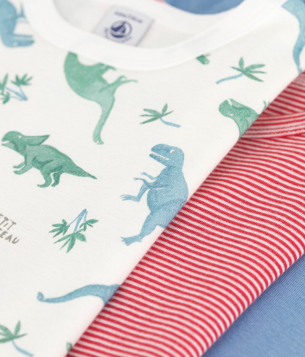 PETIT BATEAU<br>Conjunto de 3 camisetas de algodão de manga curta