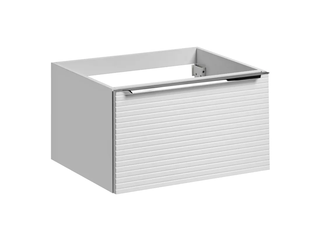 Meuble sous vasque suspendu strié blanc - 60 cm - LATOMA