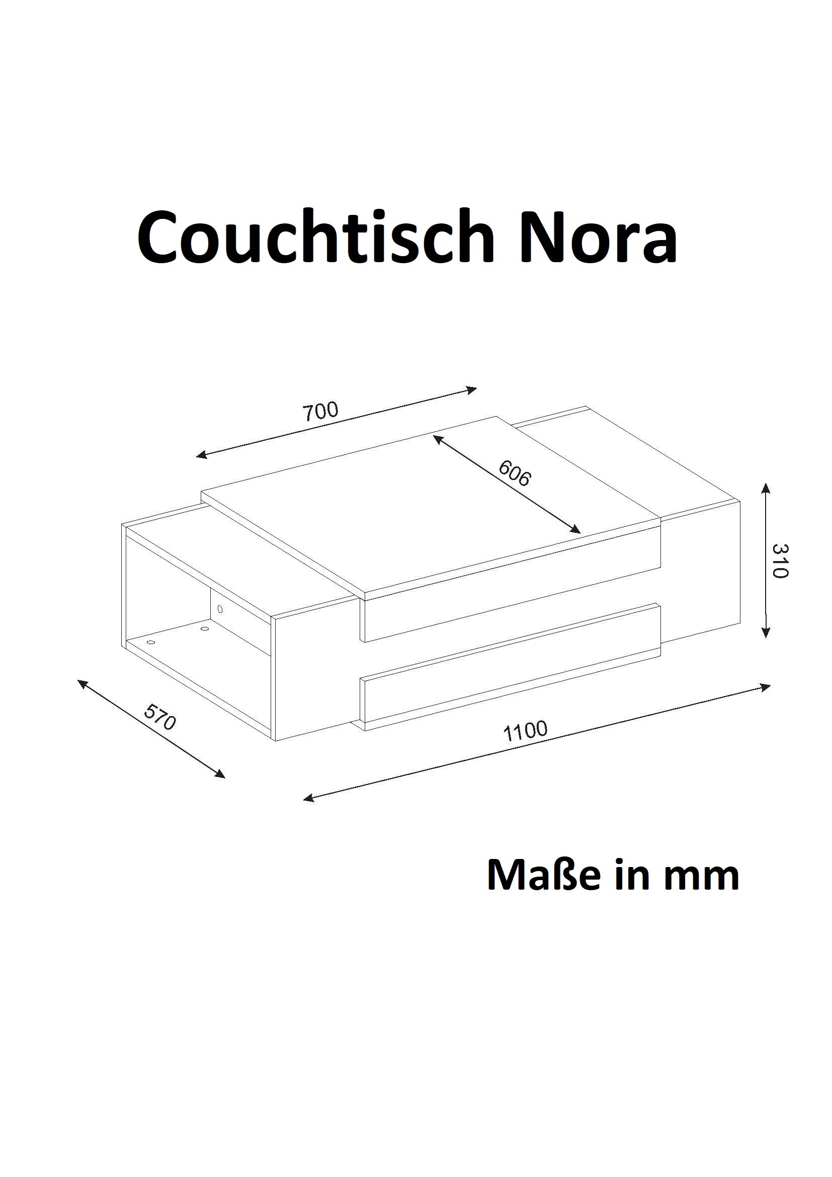 Couchtisch Nora Weiß Walnuss