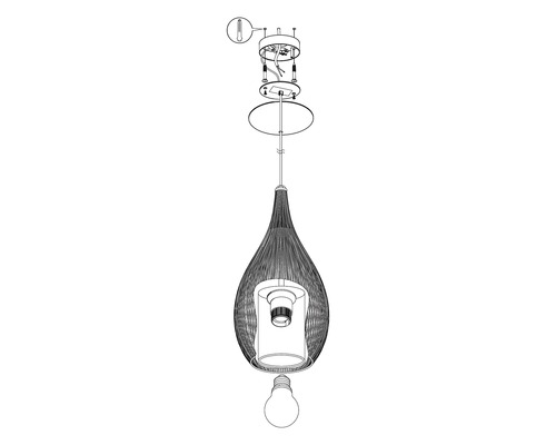 1-lamps hanglamp Ø 19 cm zwart