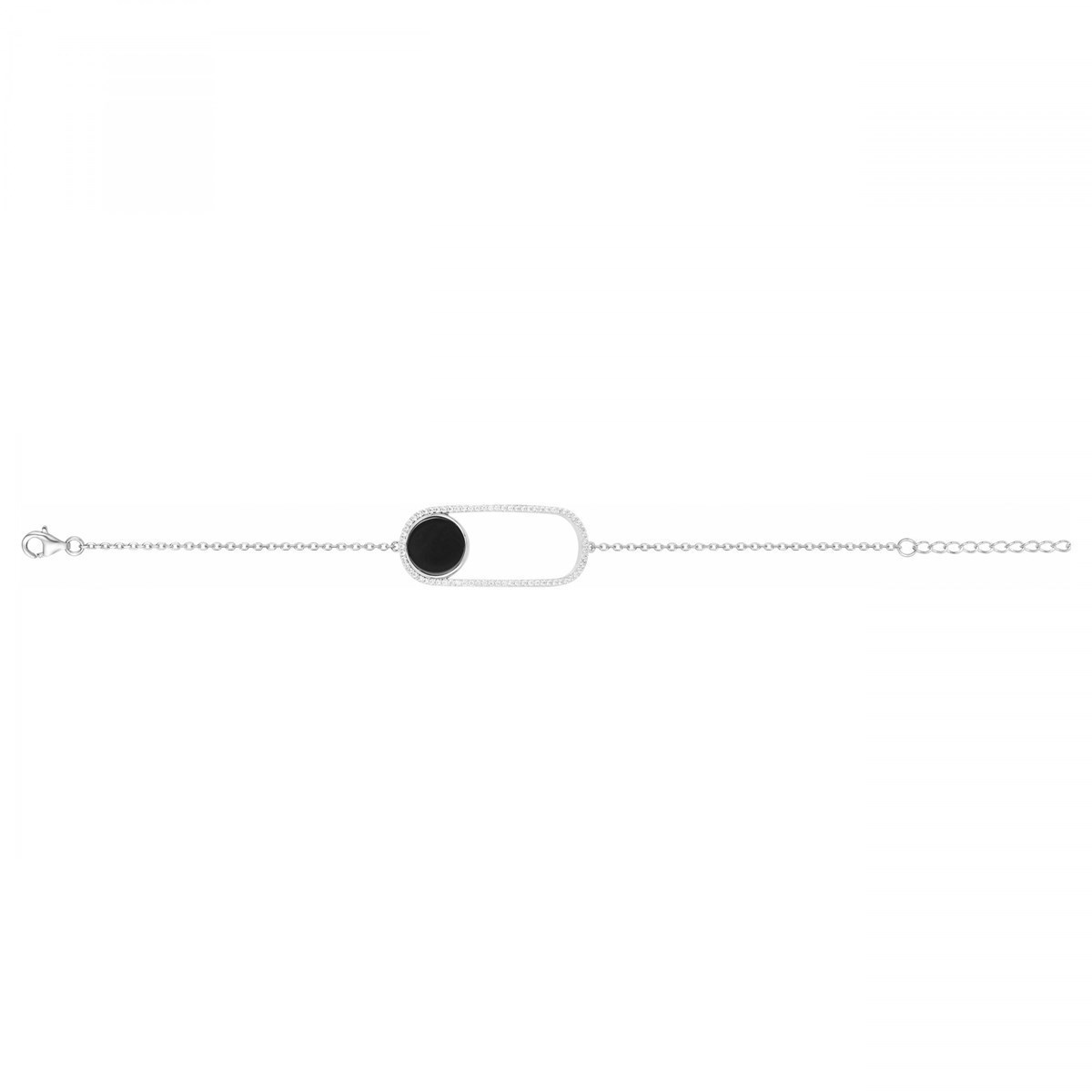 Bracelet souple mono-motif en Argent 925 millièmes et céramique - blanc brillant