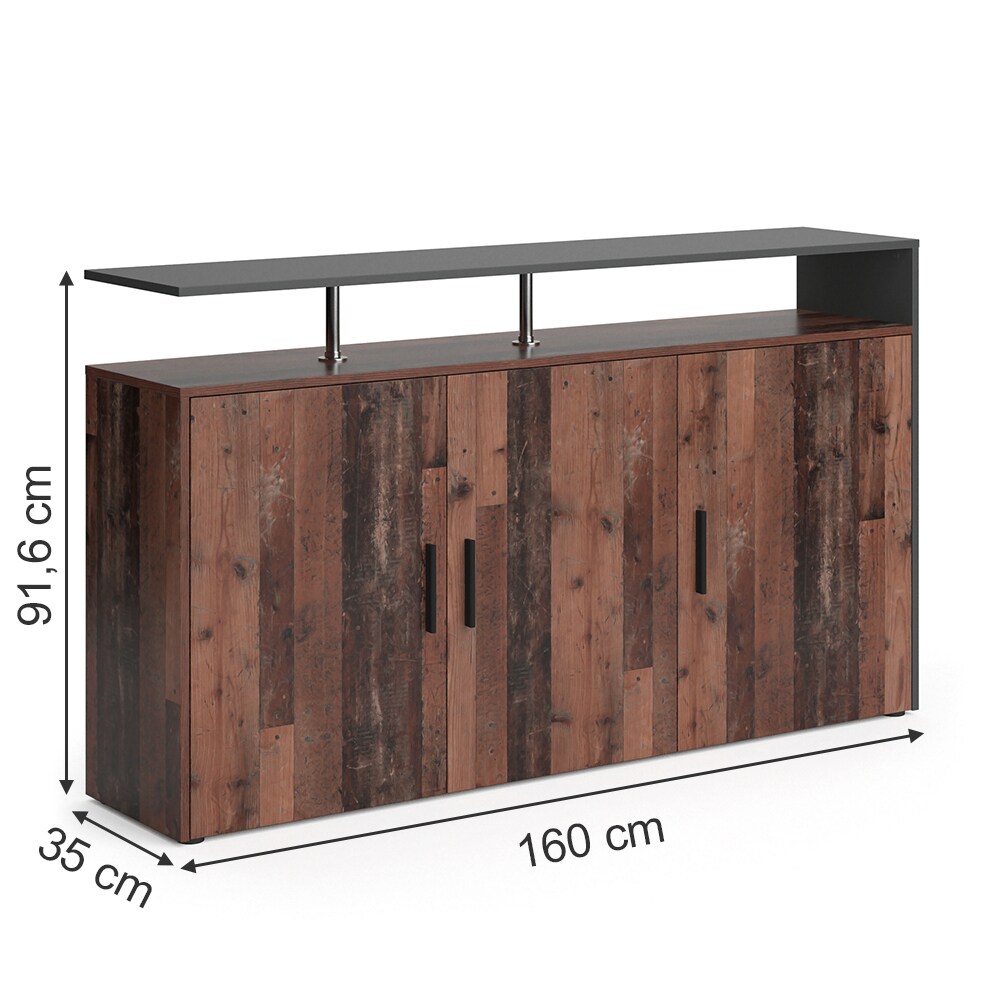 Vicco Sideboard Kommode Highborad Amato 1 Ablage 3 Türen Anthrazit Old Style