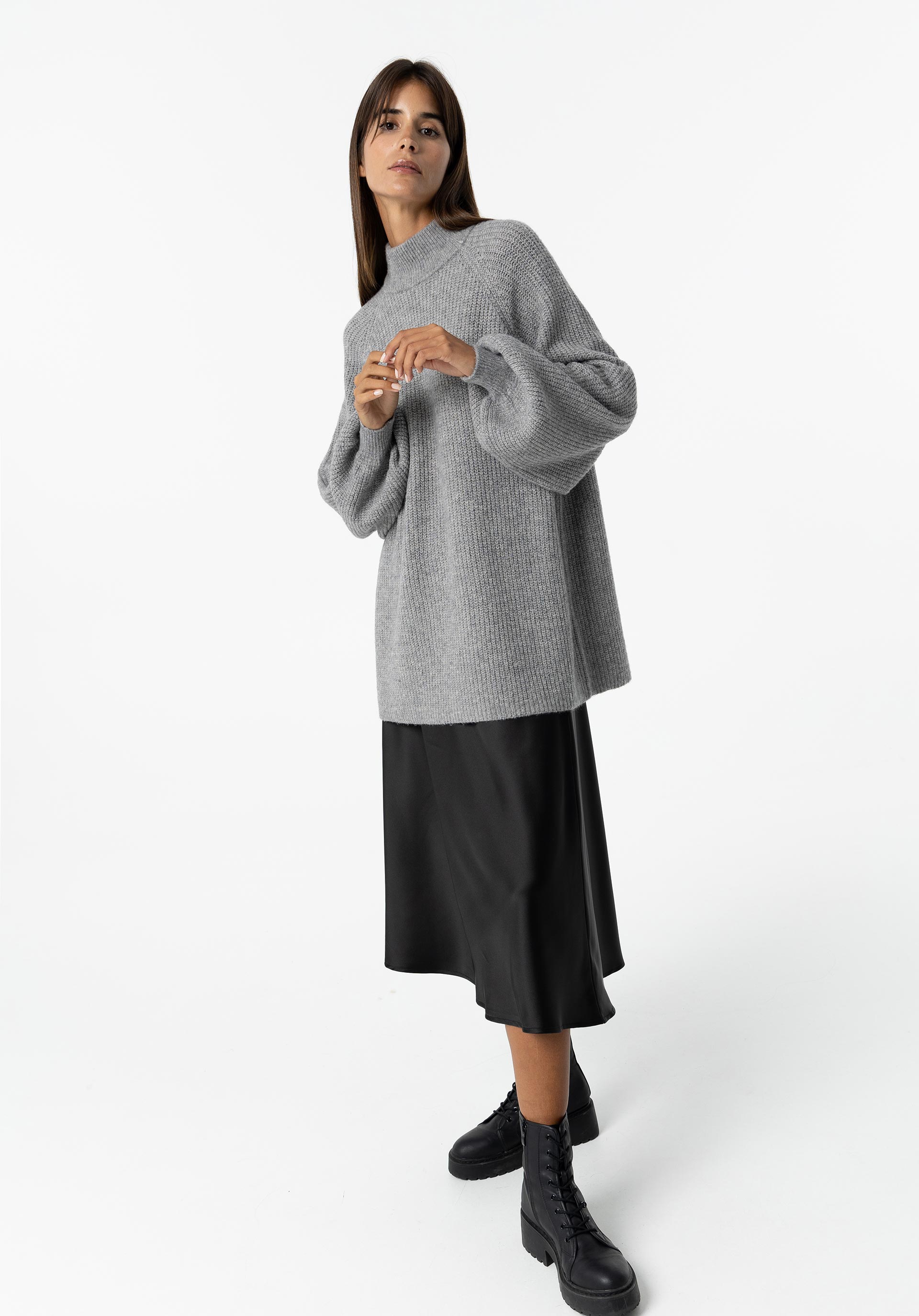 Camisola Comprida de Malha C/ Fio Metalizado