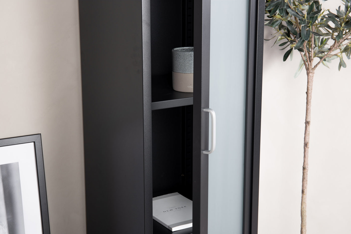 FjÃ´rd - Vitrinekast Zwart - 150x35cm - Acero