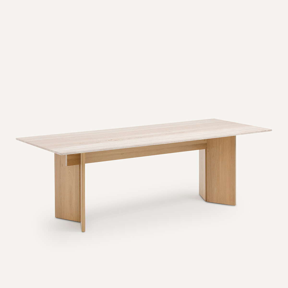 AM.PM<br>Mesa de travertino em carvalho maciço, branqueado, Mindo