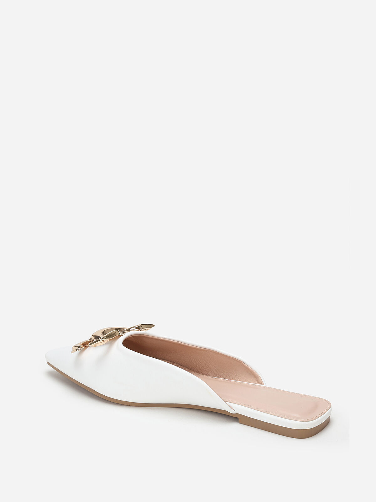 Mules pointues à boucle- Blanc