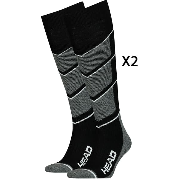 Chaussette de ski HEAD UNISEX SKI V-SHAPE KNEEH 2 PAIR BLACK WHITE