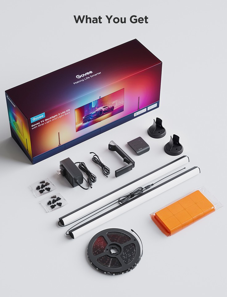 Govee – TV Baggrundsbelysning 3 Lite Kit med Lysstrip og Lysbar