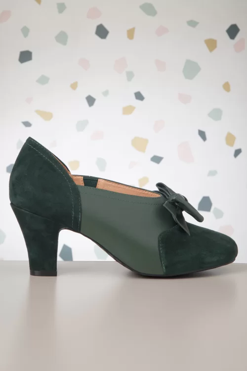 Lola Ramona ♥ Topvintage Ava Vivid Memory pumps in donkergroen