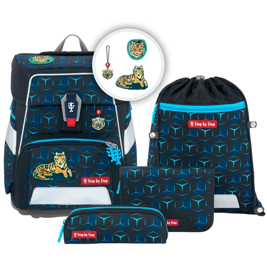 Step by Space Shine - Schulranzen Set 5tlg. Tiger Night Kimba