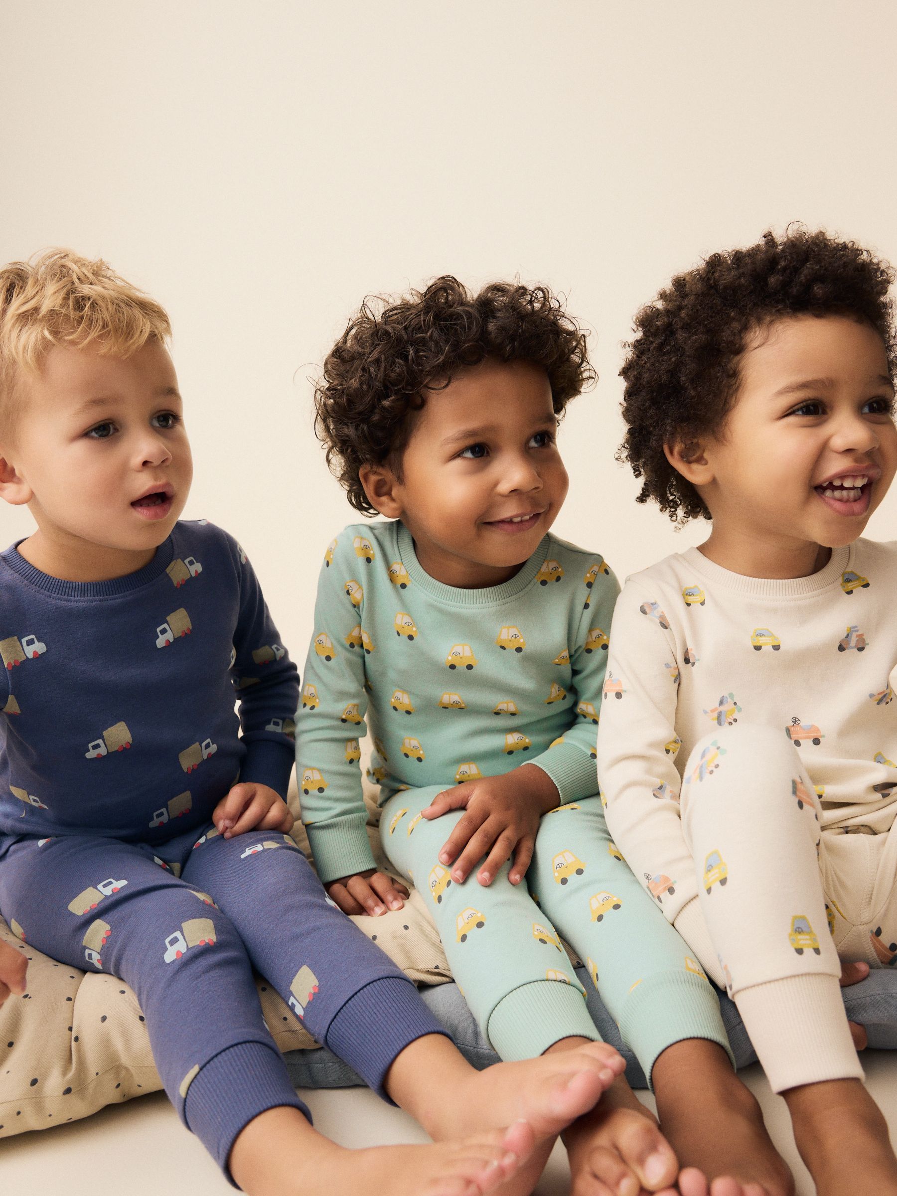 Groen/blauw transport - Mini Knusse Pyjama's 3 Set (9mnd-10jr)