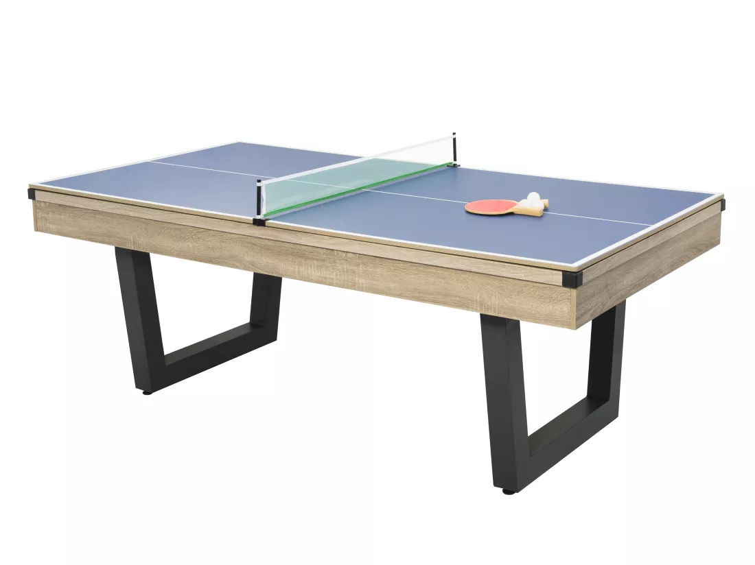 Table transformable - Billard & Ping-pong - Coloris naturel clair et noir - L213,4 x P111,8 x H78,5 cm - MELIAN
