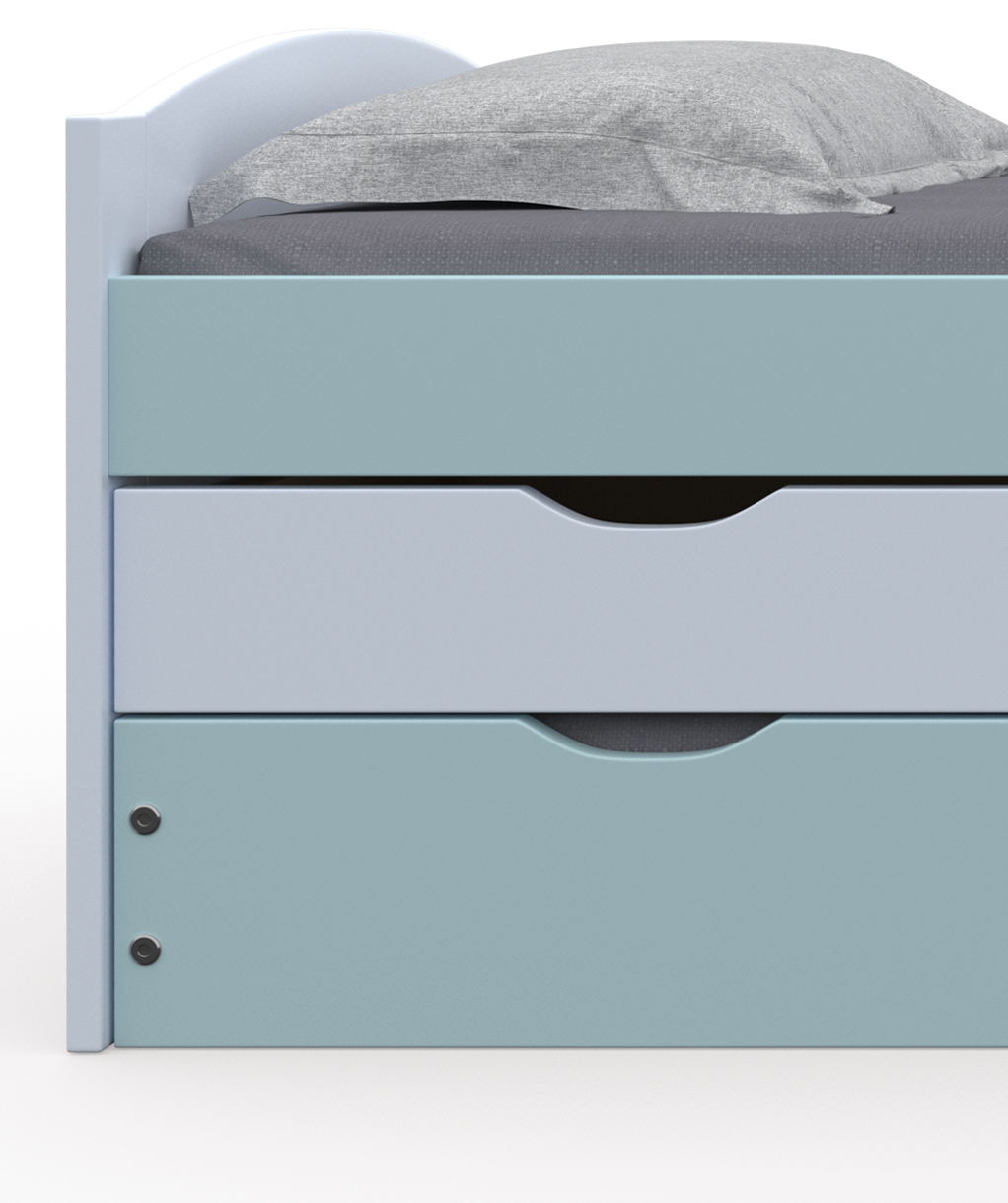 Funktionsbett PRATI - Salbei Pastello - Massivholz - 2x 90x200 cm