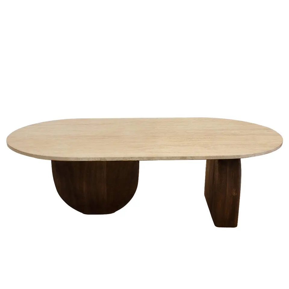 Salontafel Travertin - Bruin Mangohout - 120x65x38cm - Wessel