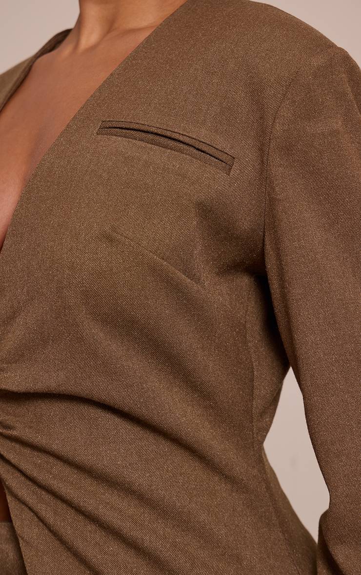 Taupe Ensemble Blazer Tailleur Taille Cintrée Shape