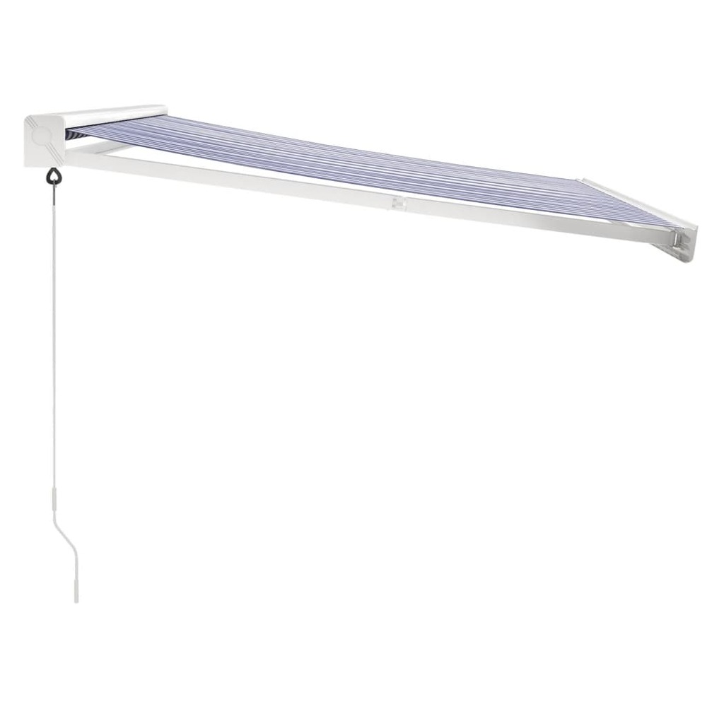 Auvent rétractable bleu et blanc 3,5x2,5 m tissu et aluminium