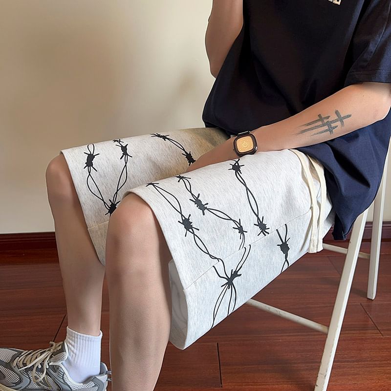 Breeson - Wijde shorts met trekkoord in de taille en doornprint