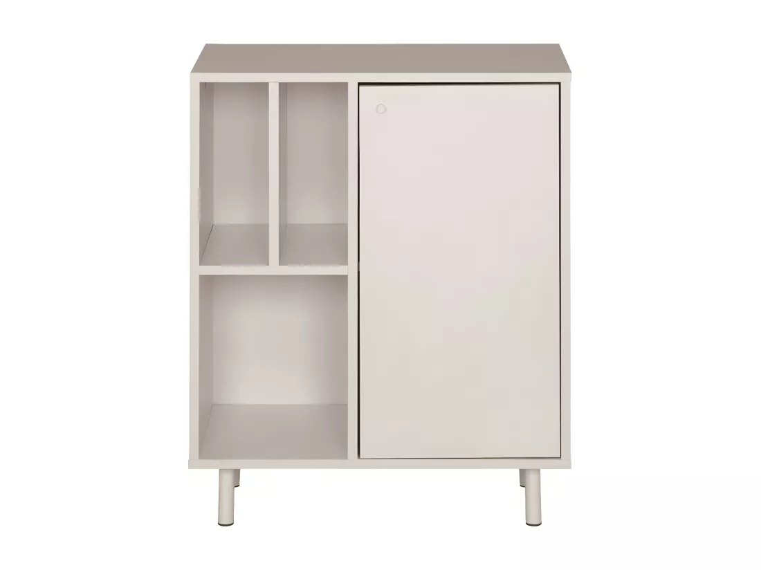 Armoire Basse de Bureau Blanche 1 Porte 5 Niches L 60 H 76.5 P 30 cm