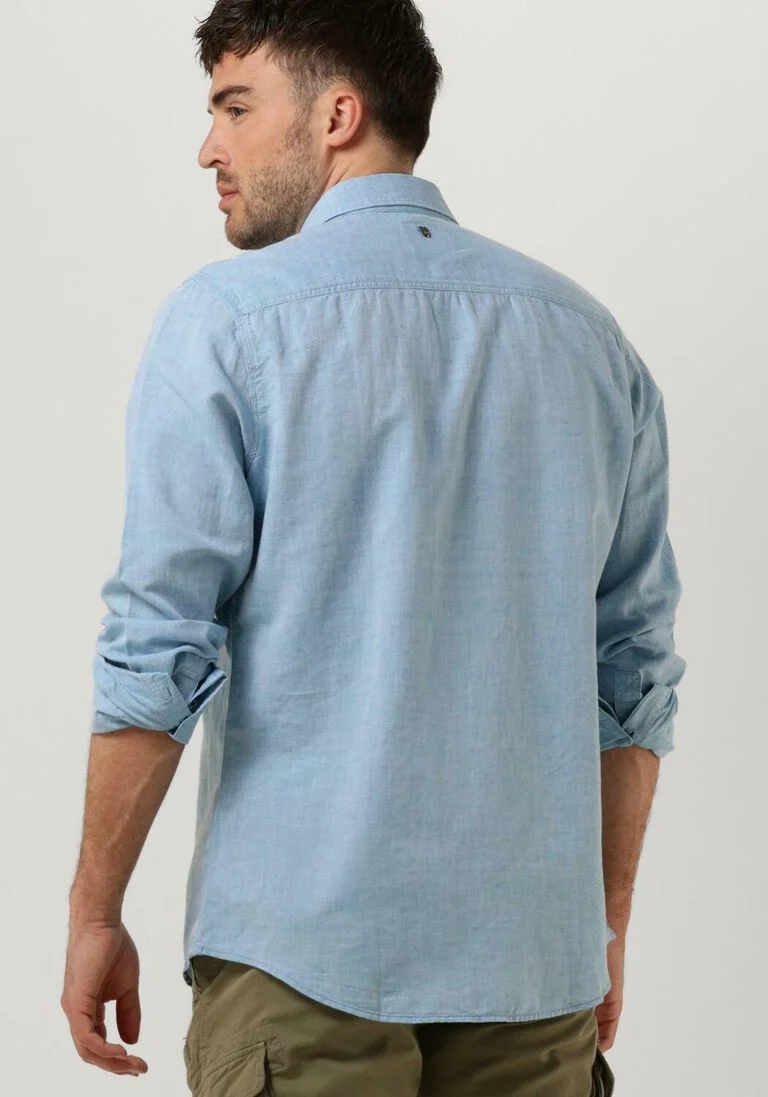 PME LEGEND lichtblauwe pme legend casual overhemd long sleeve shirt ctn/linen 2 tone