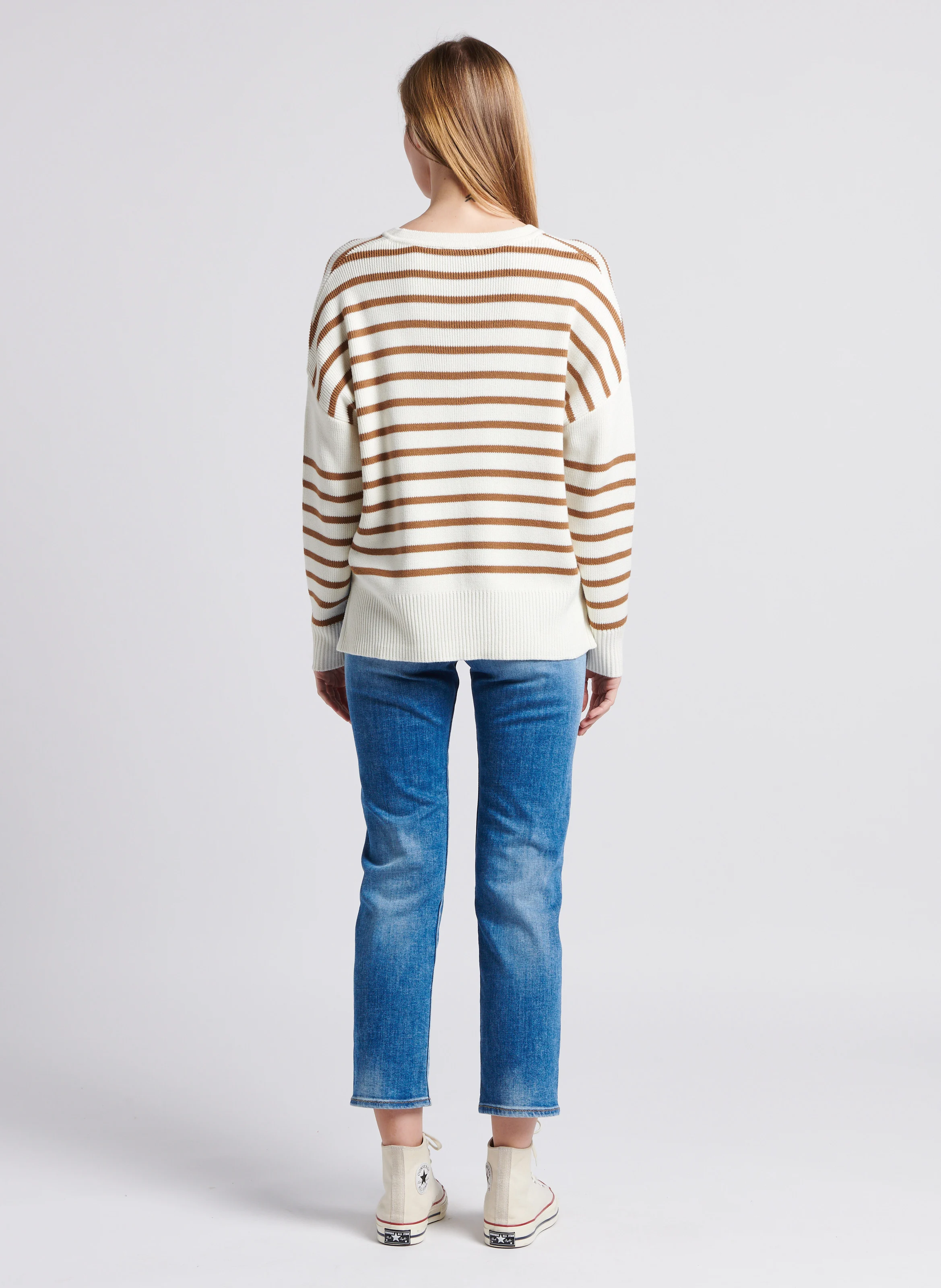 Jean droit cropped en coton stretch | Bleu