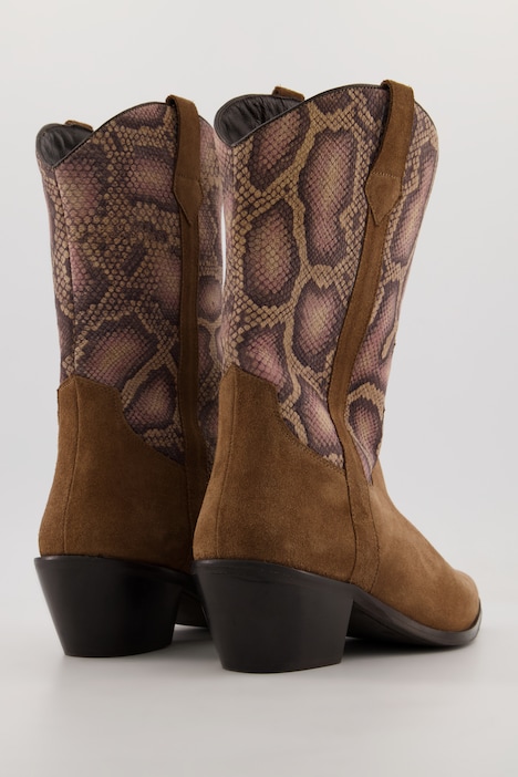 Leder-Western-Stiefeletten, Veloursleder, Weite H