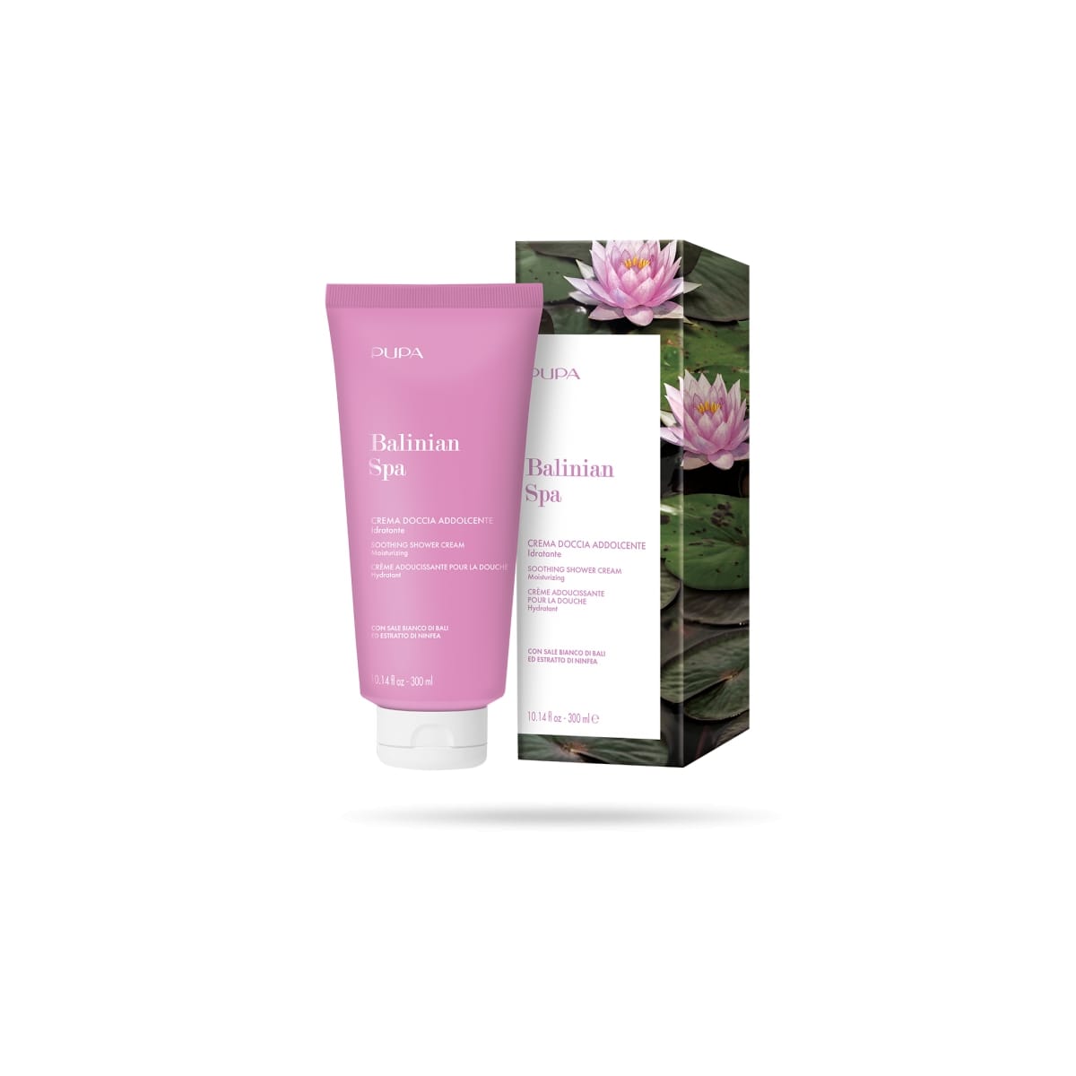 Pupa Balinian Spa Crème Adoucissante Pour la Douche à Base de Sel Blanc de Bali et d’Extrait de Nymphéa.