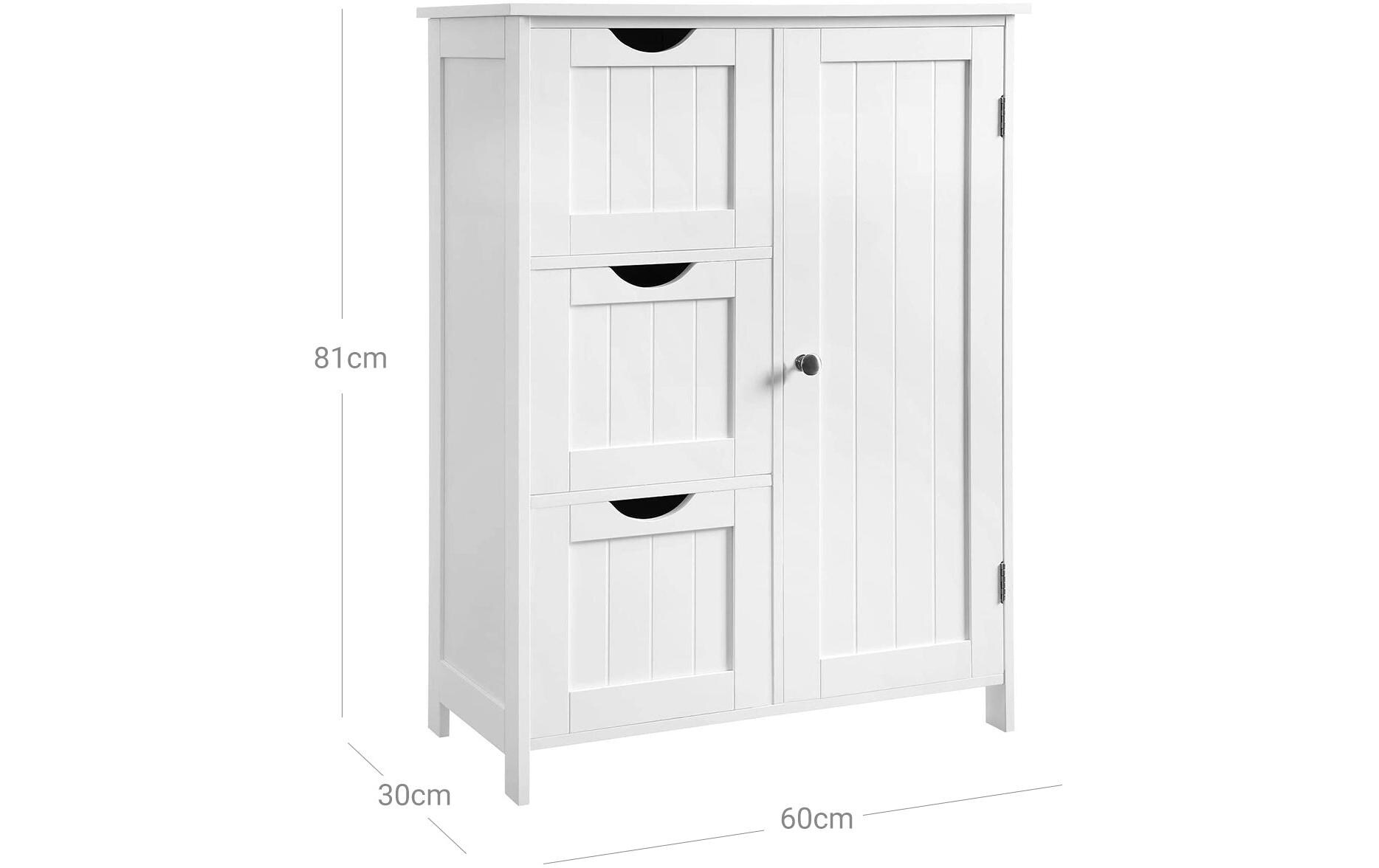 Kommode mit 3 Schubladen 60 x 81 cm, WeissModerner Schrank aus Holz