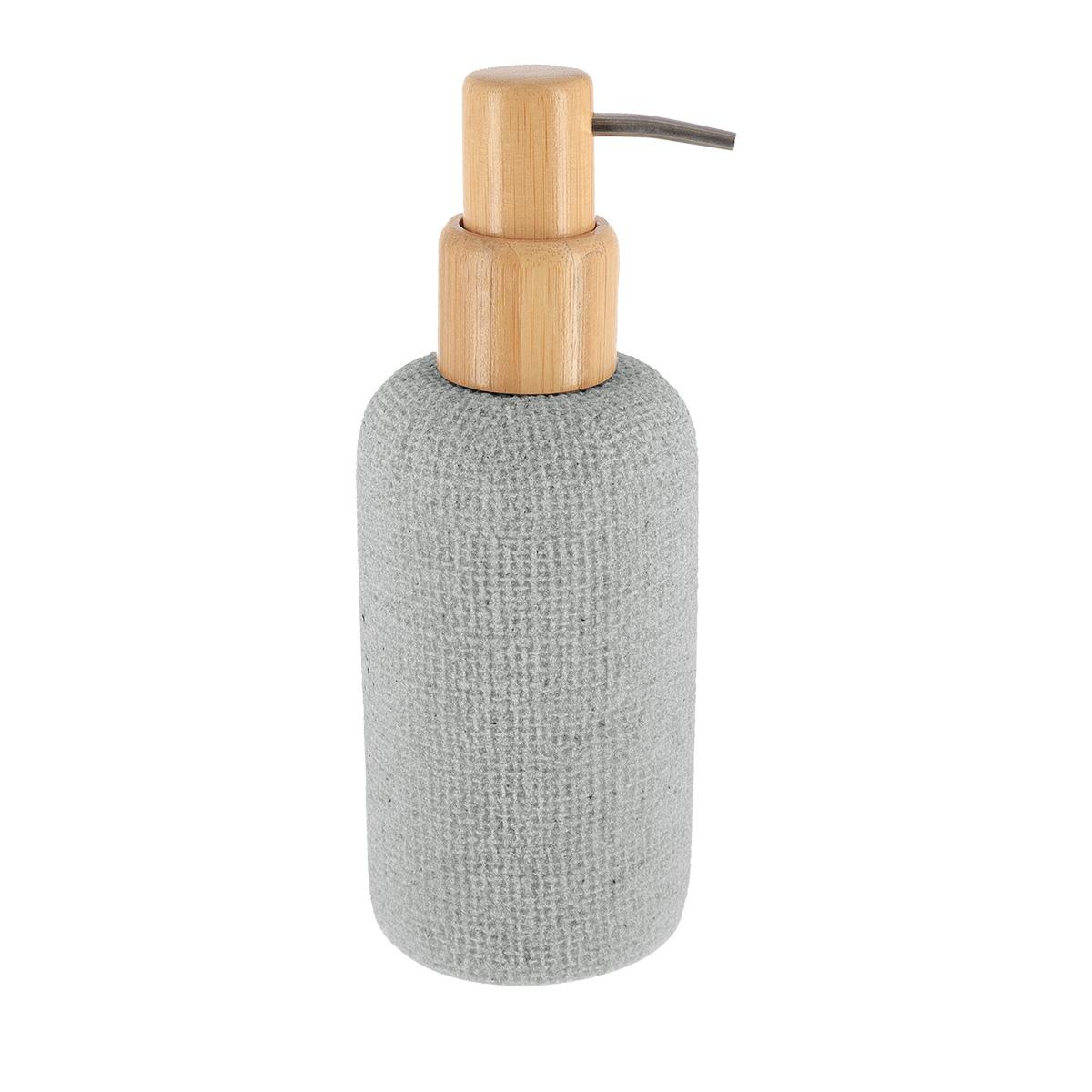 DISTRIBUTEUR ROND EFFET MAILLE ET POMPE BAMBOU 340ML GRIS