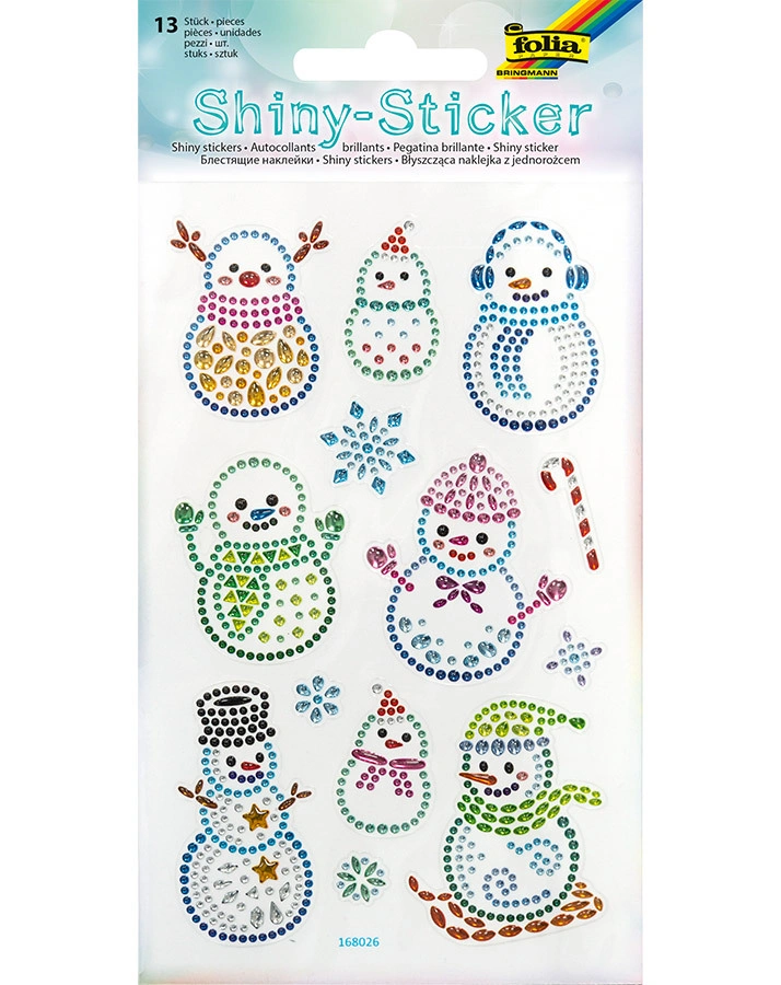 Shiny-Sticker SCHNEEMÄNNER 13-teilig in bunt