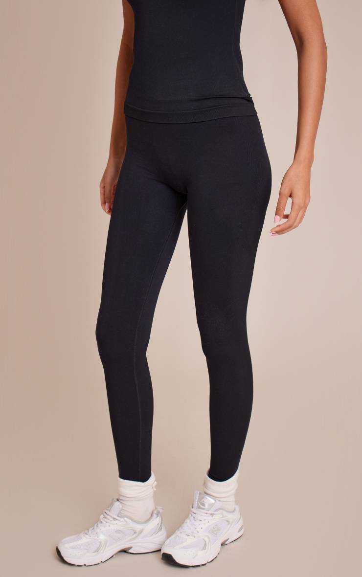 Noir Legging Taille Haute Sans Couture Avec Logo Et Effet Synthétiquesh-up Tall