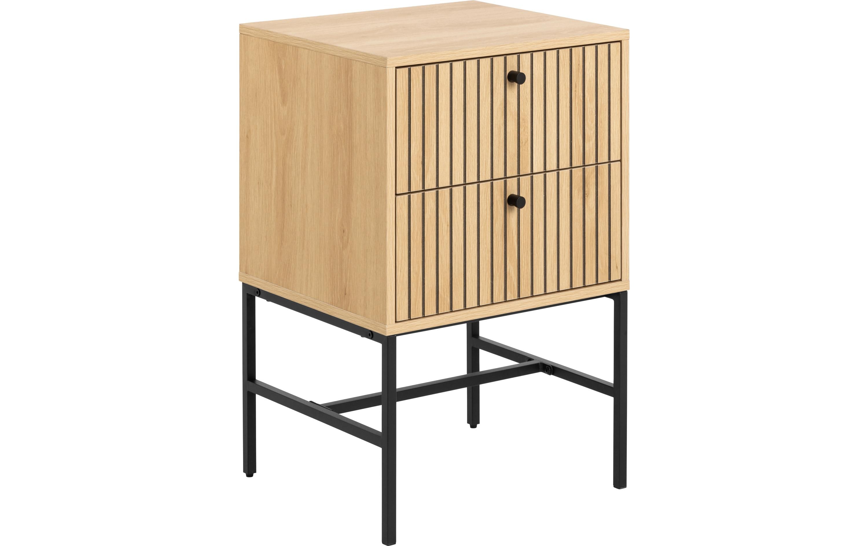 Nachttisch Albany 45.6 x 70 cm, Braun<br>Rechteckiger Nachttisch mit Lamellenfront