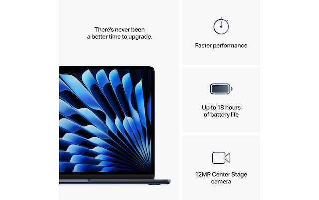 Apple Notebook »MacBook Air 13 2025 M4 10C GPU / 16 GB / 256 GB Midnight« 34,46 cm / 13,6 ″ Apple M4 10-Core GPU 256 GB SSD