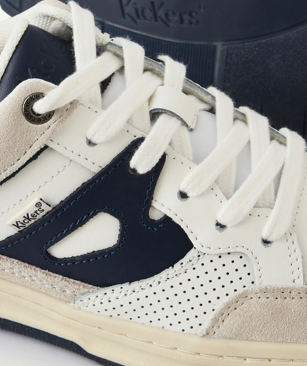 KICKERSBASKETS KIKOUAK JR BLANC ET BLEU MARINE