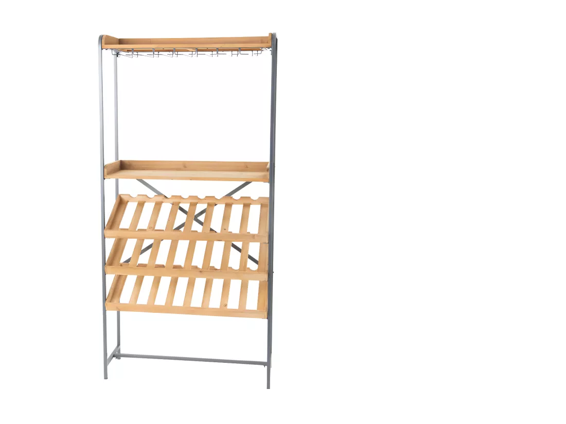 Meuble range bouteilles bois et métal