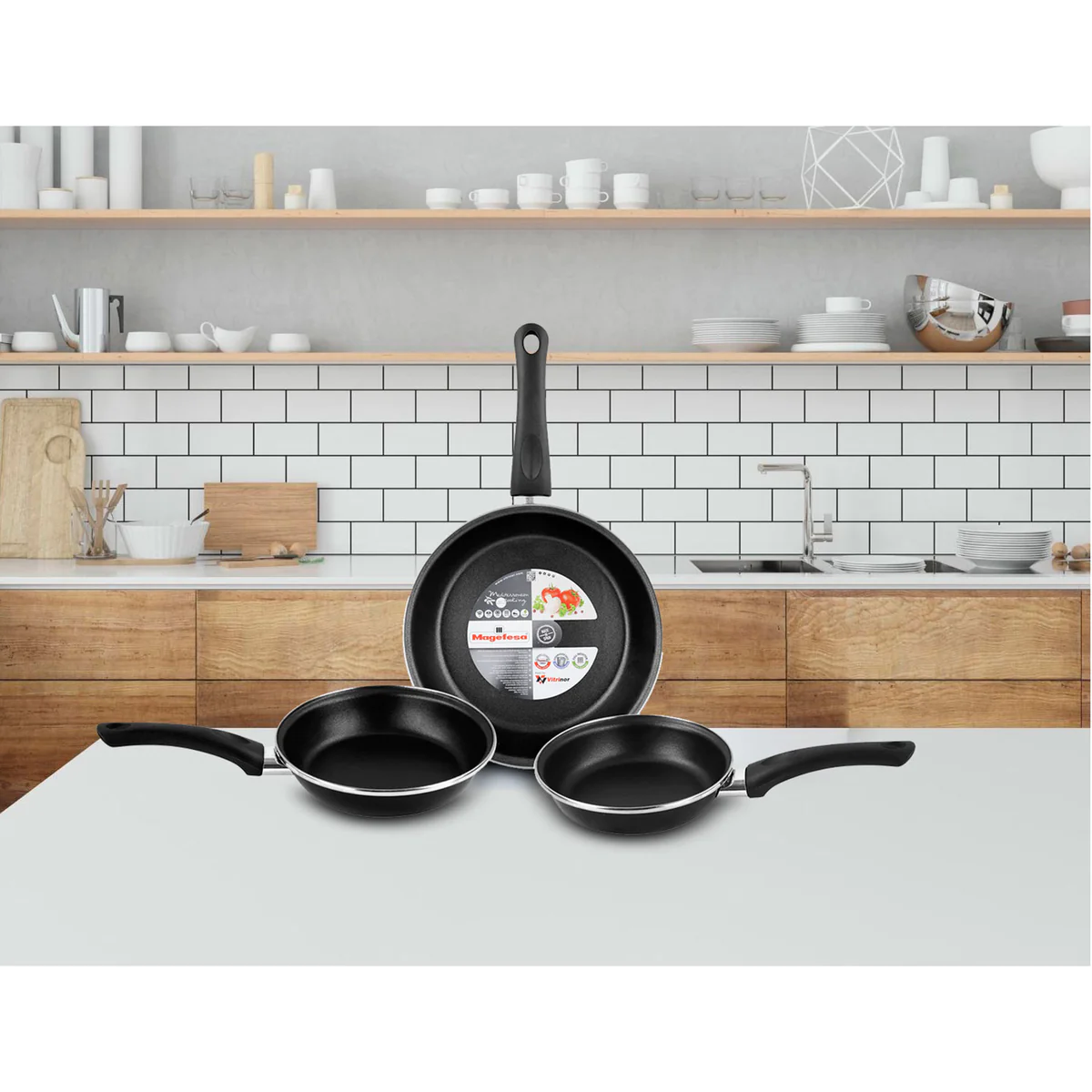 Set 3 Poêles à frire 18-20-24cm, Induction,Deux Couches Antiadhésif sa