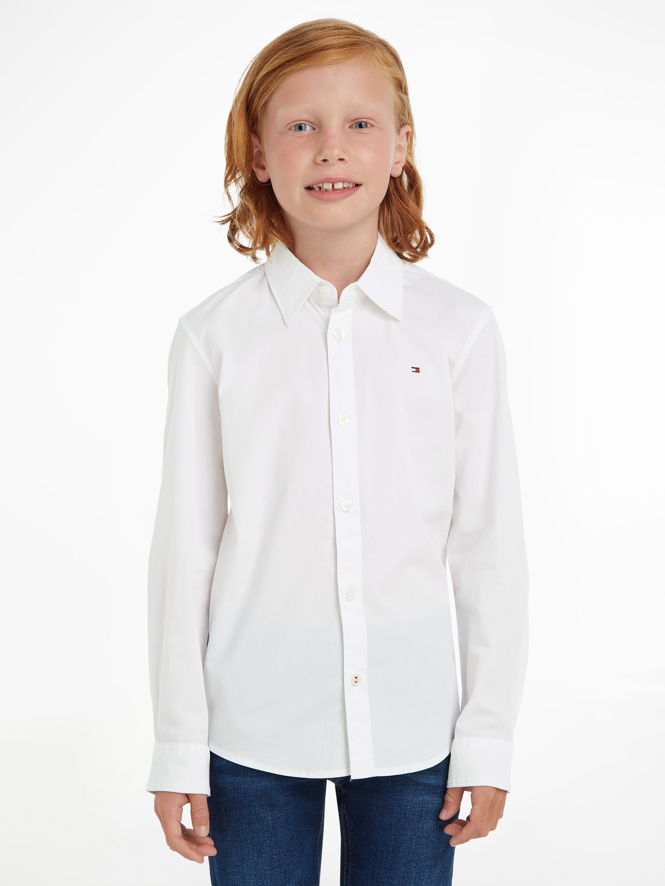Tommy Hilfiger Langarmhemd »SOLID STRETCH POPLIN SHIRT L/S«, für Jungen