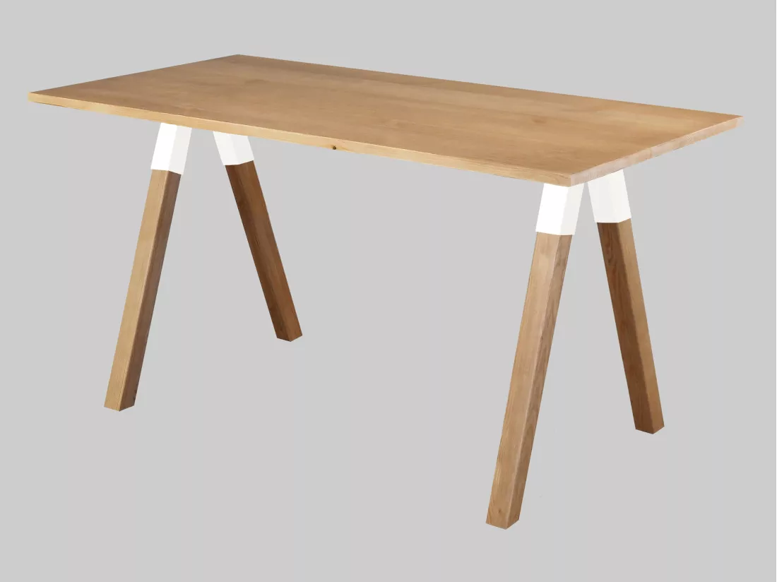 Table Urban white 140 x 80 cm en bois, coloris chêne