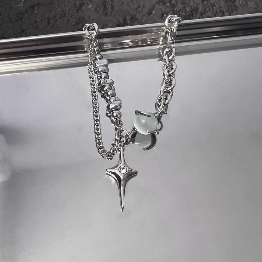 Lilafey - Ster strass hanger edelsteen kralen ketting
