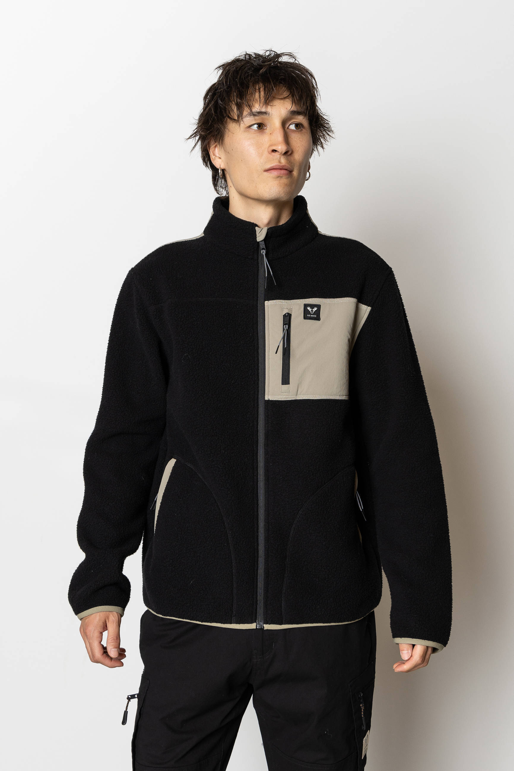FAT MOOSE fleece vest zwart/beige