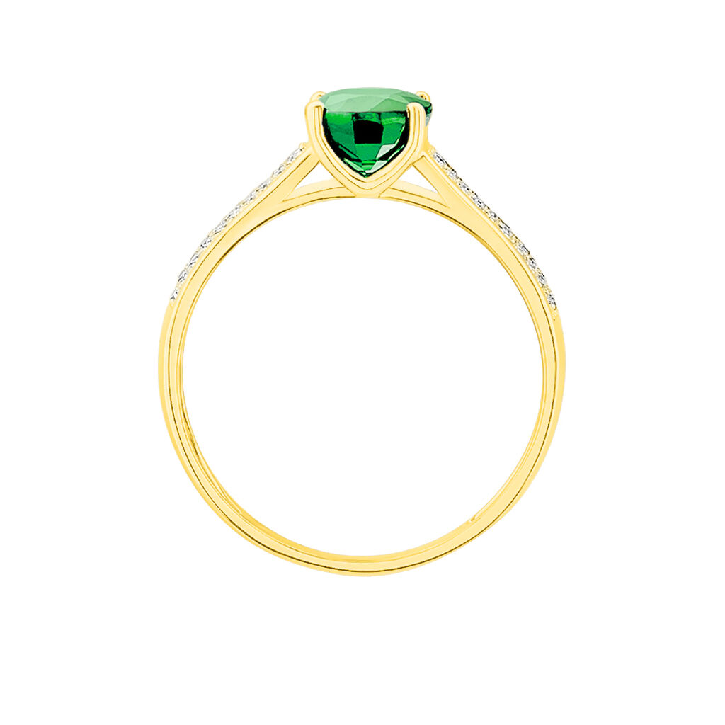 Bague Crista Or Jaune Emeraude Et Diamant