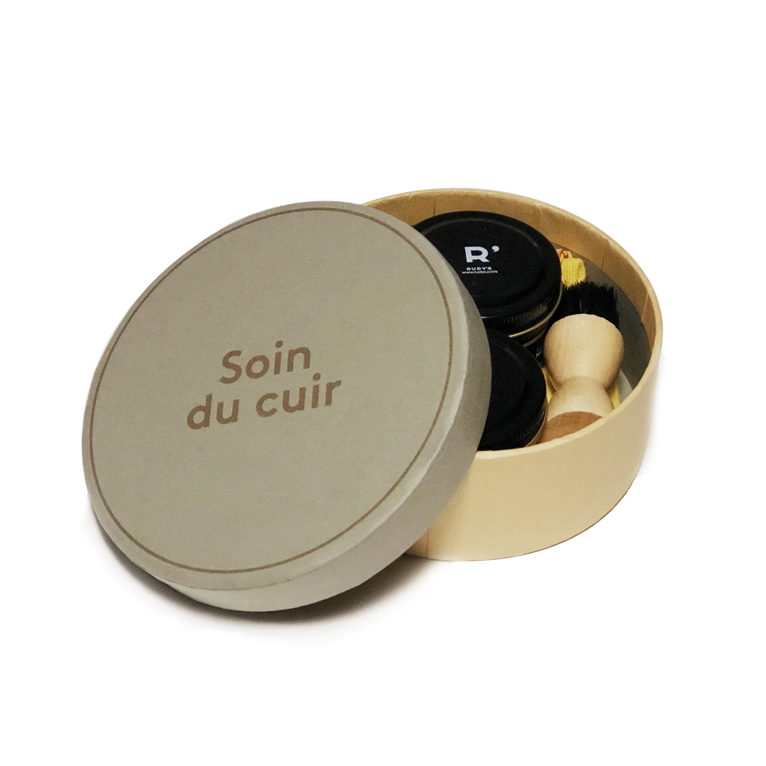 Boitier Cireur-Kit entretien spécial cuir avec chamoisine et blaireau