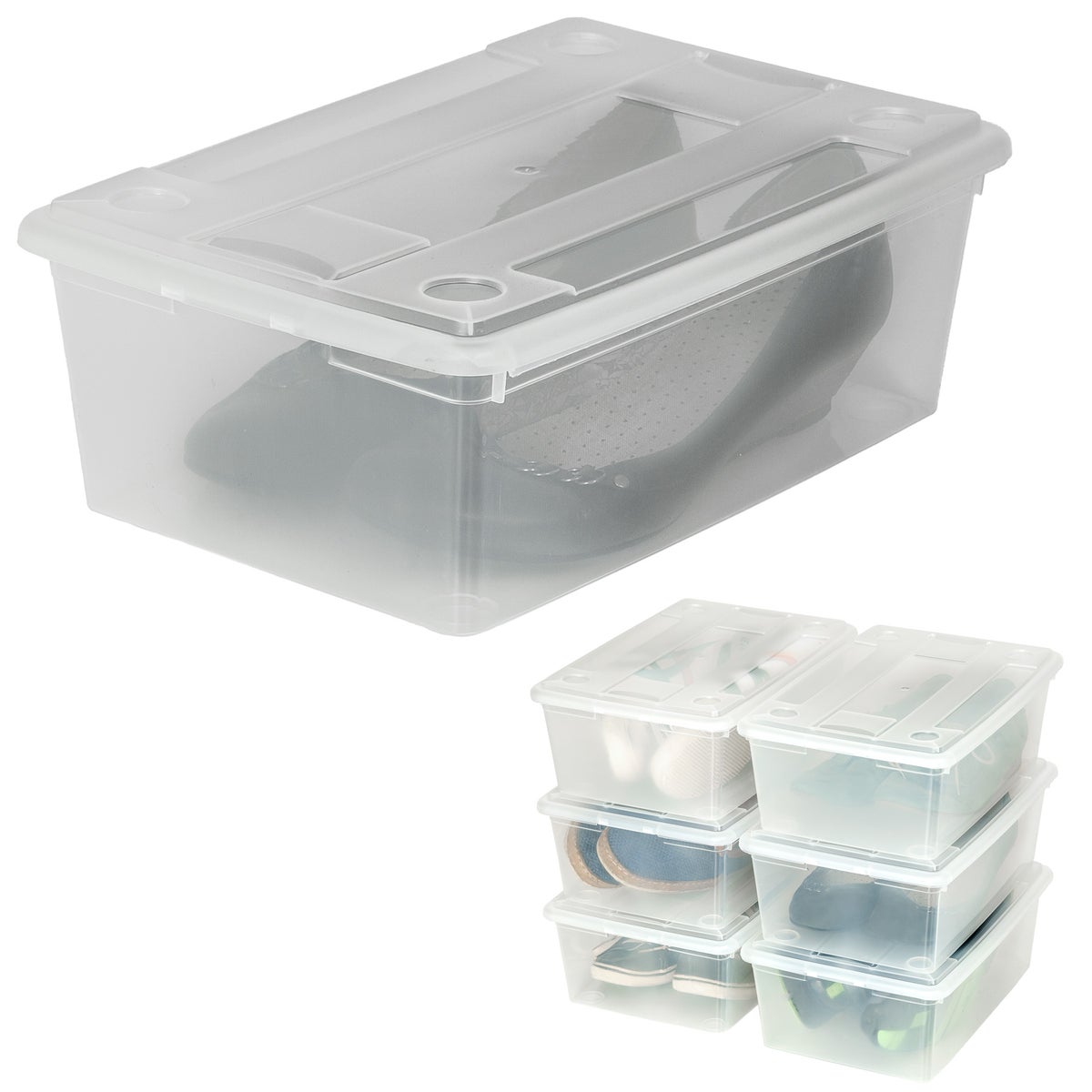 Set van 6 schoenendozen tectake met deksel 33 x 23 x 12 cm