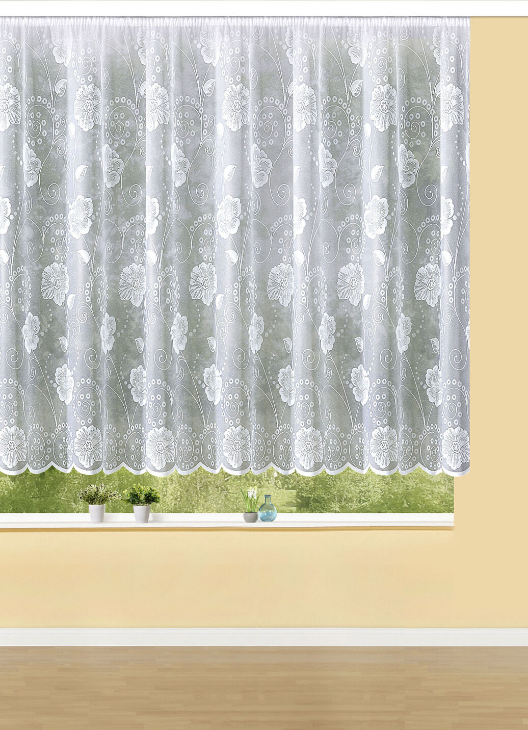 Blumenfenster-Vorhang mit Universalschienenband