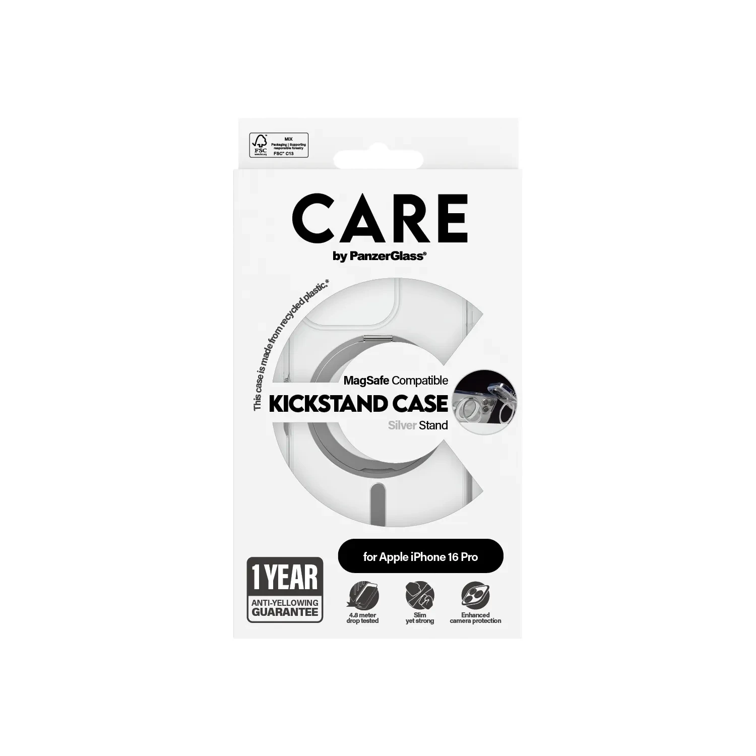 PanzerGlass CARE Cover Transparent Kickstand iPhone 16 Pro 1326
