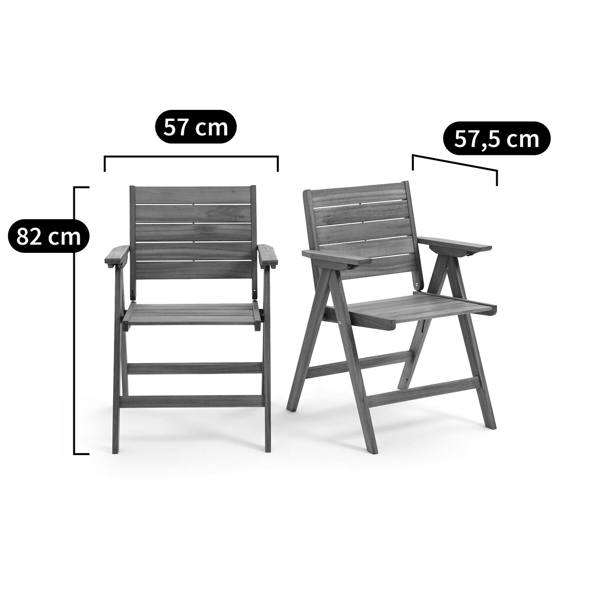 LA REDOUTE INTERIEURS<br>2 poltronas dobráveis Réalto, em acácia