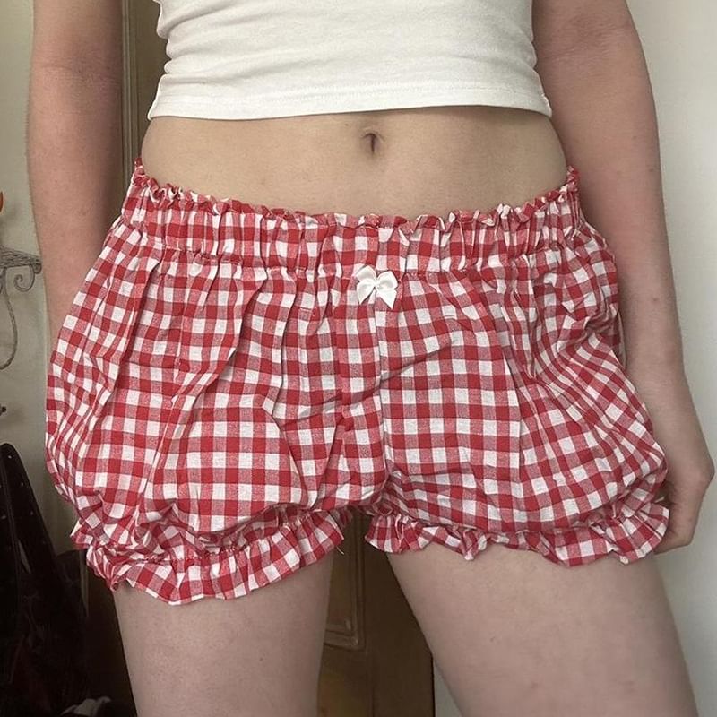 Trisica - Geruite ballonshorts met elastische taille