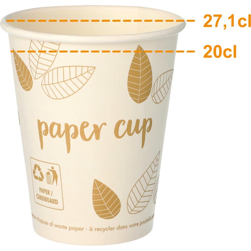 Gobelet en carton Pure - Zéro plastique - 20 cl - Lot de 100