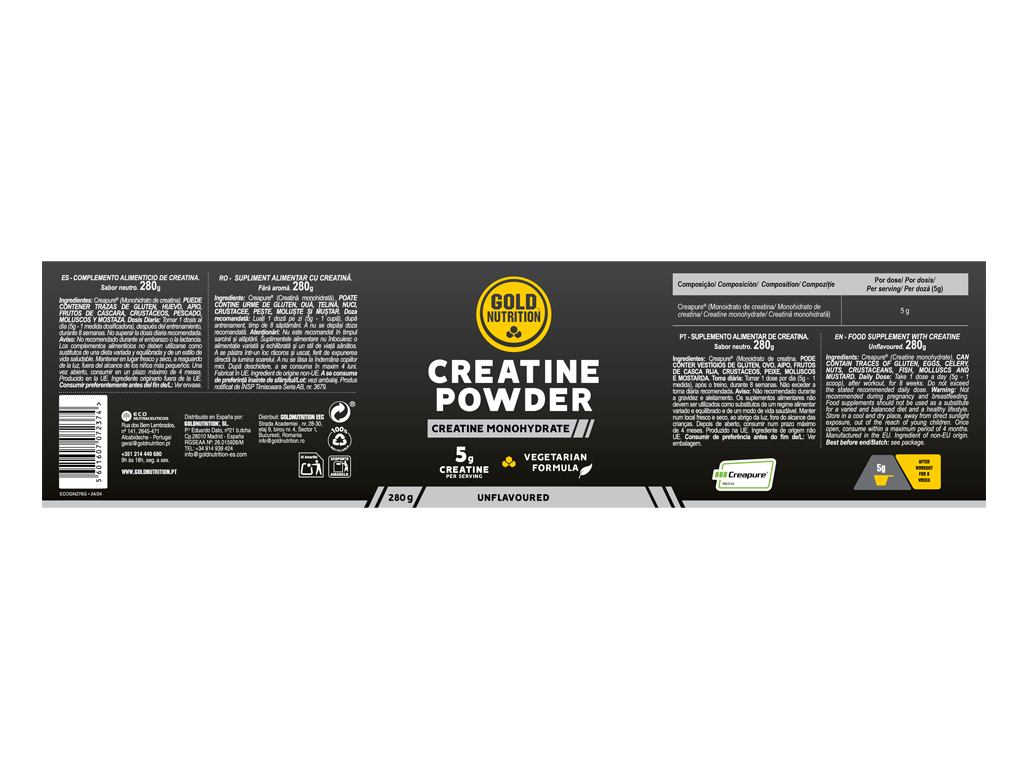 SUPLEMENTO GOLDNUTRITION CREATINE POWDER 280G